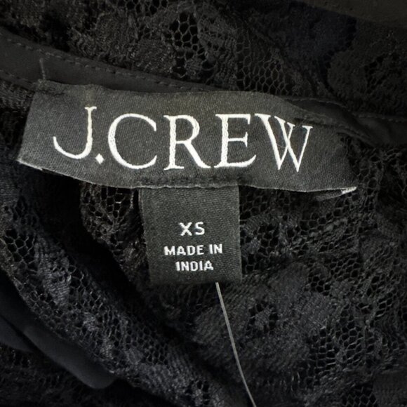 J. Crew Satin Lace Top Womens size XS Black Feminine Romantic blouse J.CREW NWT - Picture 9 of 13